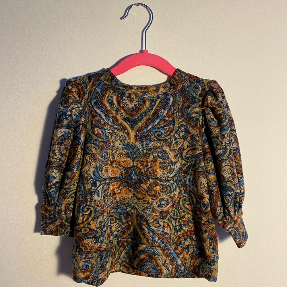 Hand sewn 2T sweater with gathered sleeves